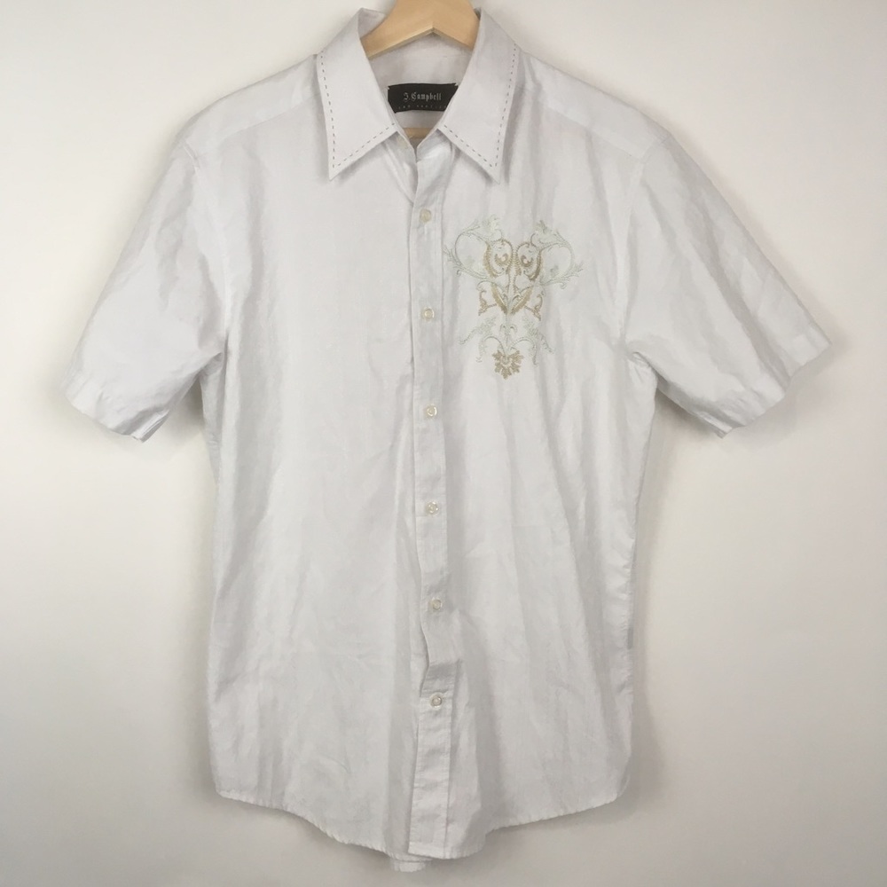 J. Campbell white embroidered button front shirt